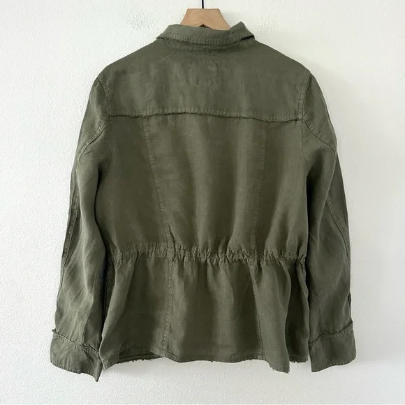 Tommy Bahama Two Palms 100% Linen Raw-Edge Utility Jacket Green Coastal Beach - Picture 8 of 14